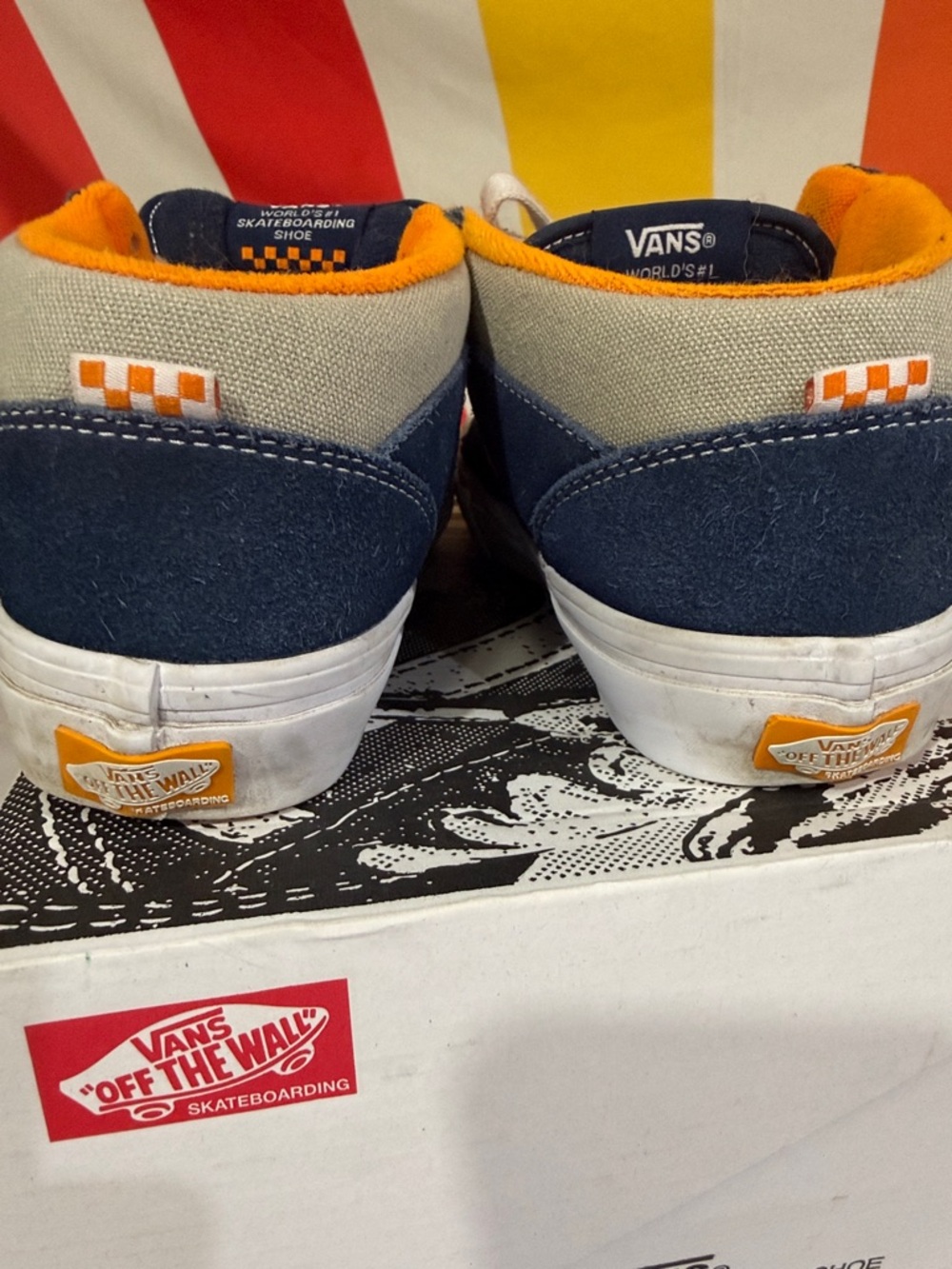 Vans Navy, Gray & Orange Half Cab Skate Shoes 7 - Picture 6 of 13